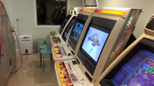 The room has a fantastic old-school arcade feel to it.