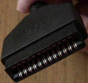 Console end of the SCART cable, showing the edge connector.